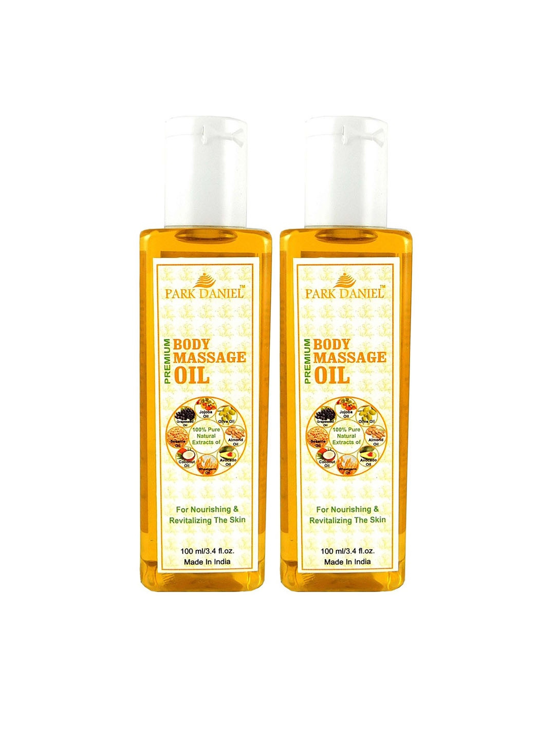 

Park Daniel Set Of 2 Pure Natural & Organic Body Massage Oils - 100 ml Each, Transparent