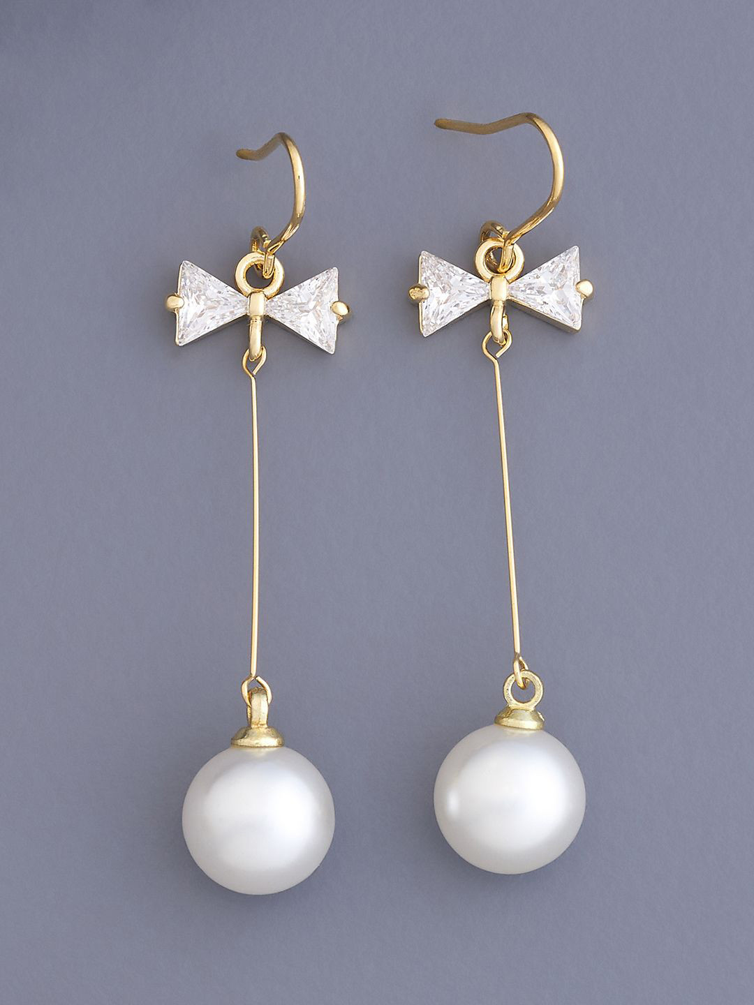

Kushal's Fashion Jewellery Gold-Plated Geometric Cubic Zirconia Drop Earrings