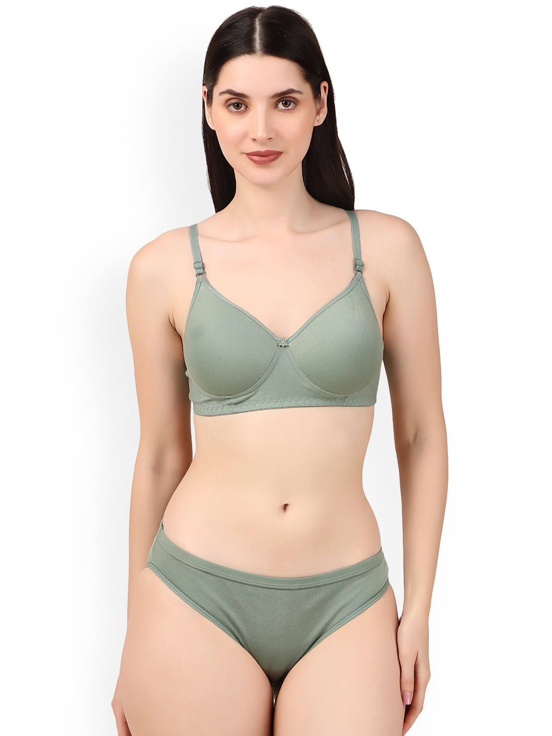 

Piylu Women Lightly Padded Lingerie Set, Green