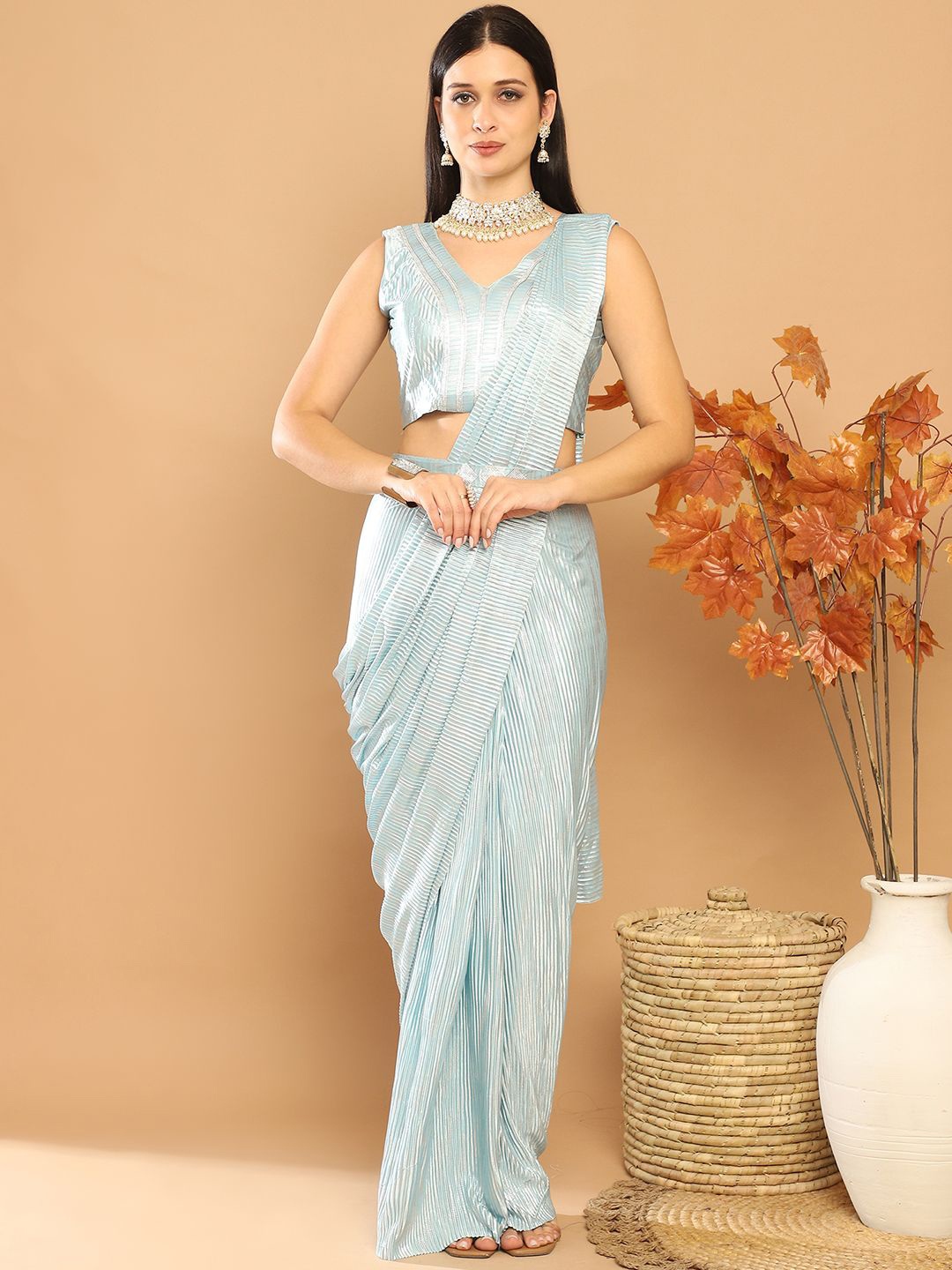 

Mitera Ready to Wear Leheriya Saree, Blue