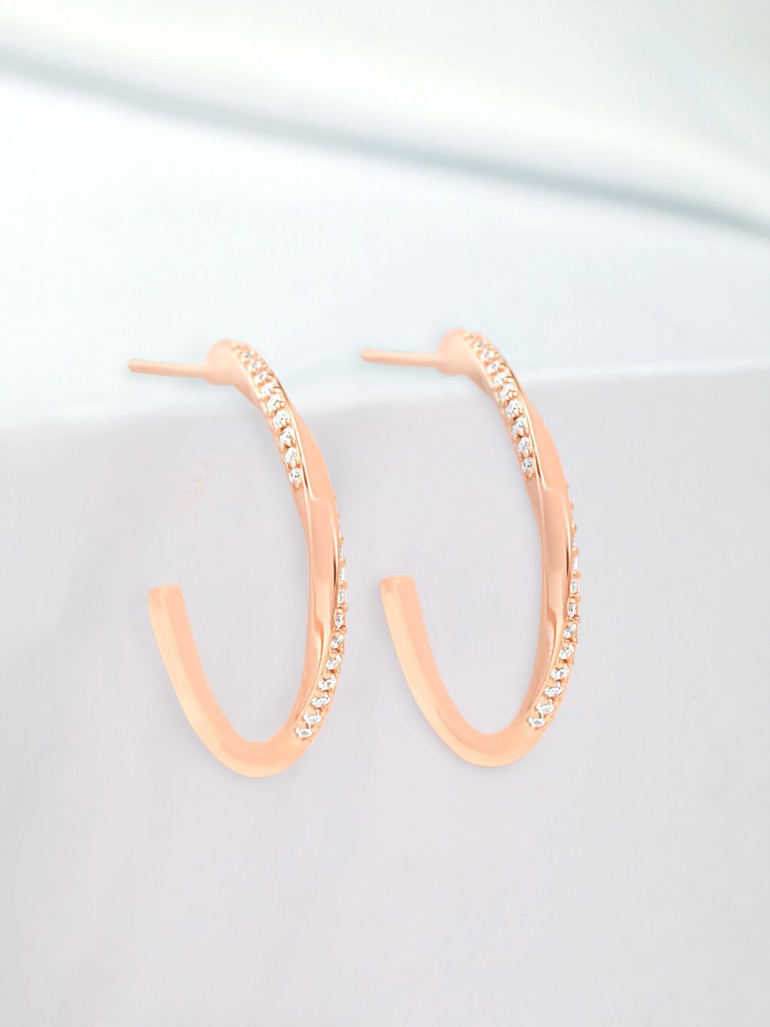 

Zavya 925 Sterling Silver Rose Gold-Plated Circular Half Hoop Earrings