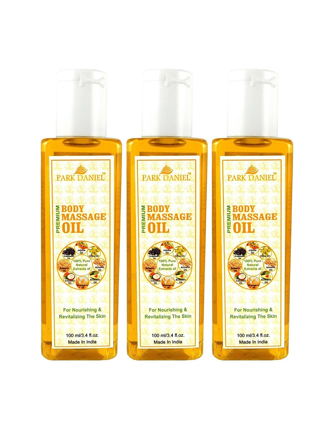 

Park Daniel Set Of 3 Organic Body Massage Oils - 100 ml Each, Transparent