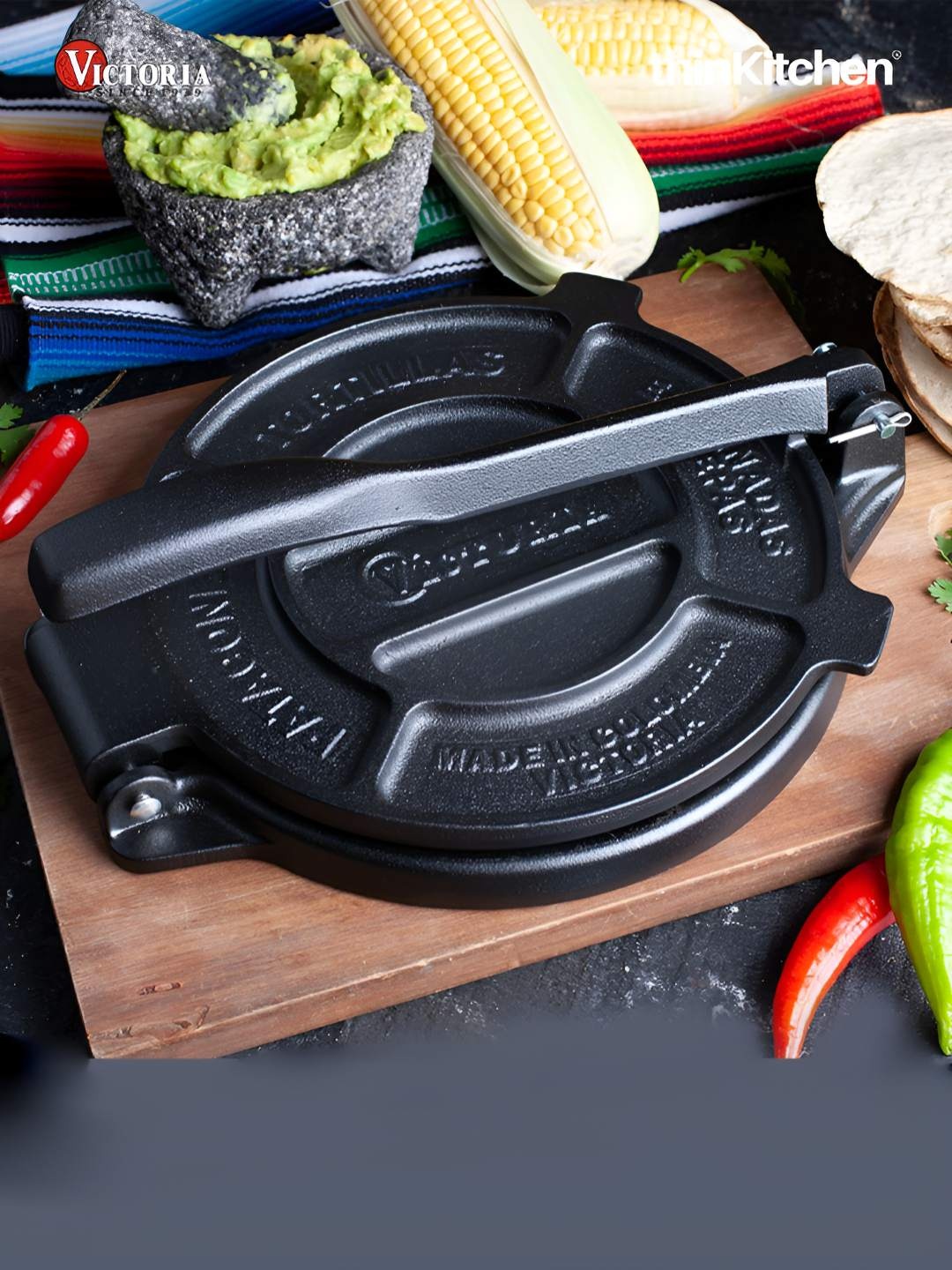 

Victoria Black Heavy-Duty Iron Tortilla Press