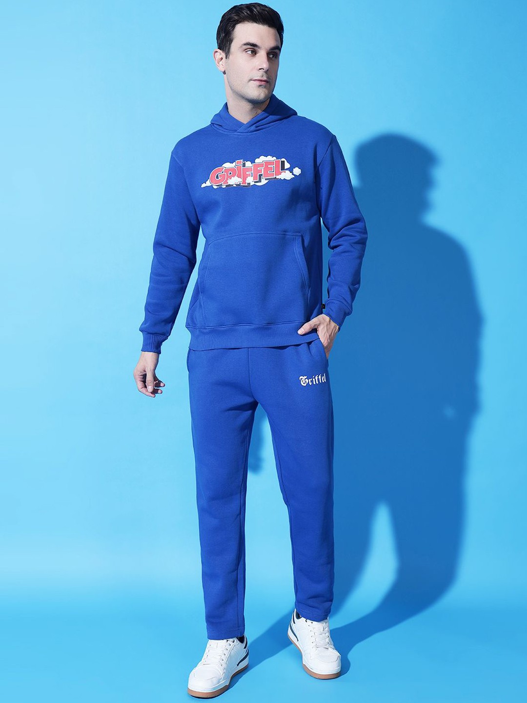 

GRIFFEL Men Printed Long Sleeves Tracksuits, Blue