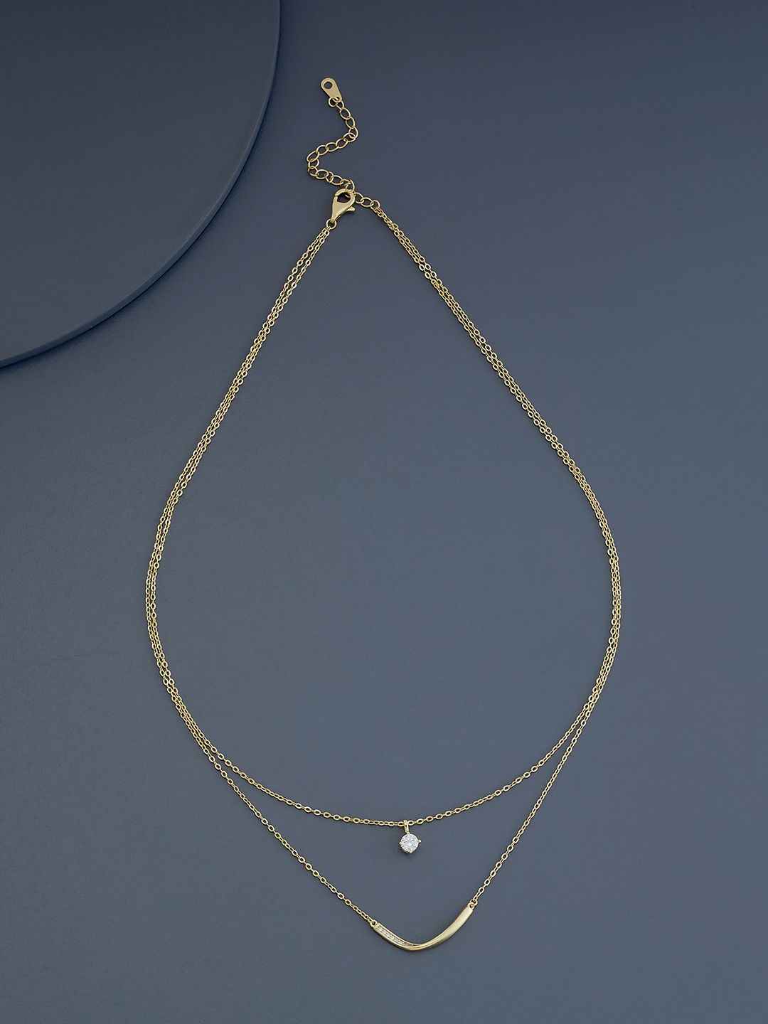 

Kushal's Fashion Jewellery Gold-Plated Cubic Zirconia Studded Layered Chain
