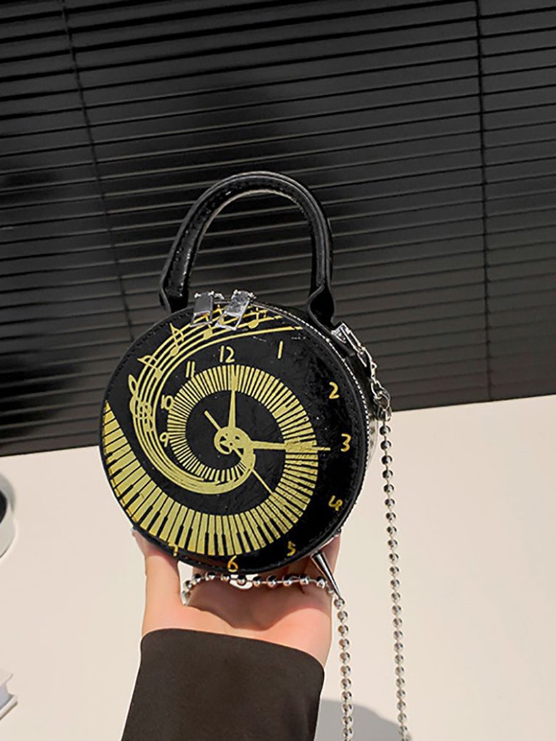

StyleCast x Revolte Women Graphic Printed Structured Satchel Bag, Black