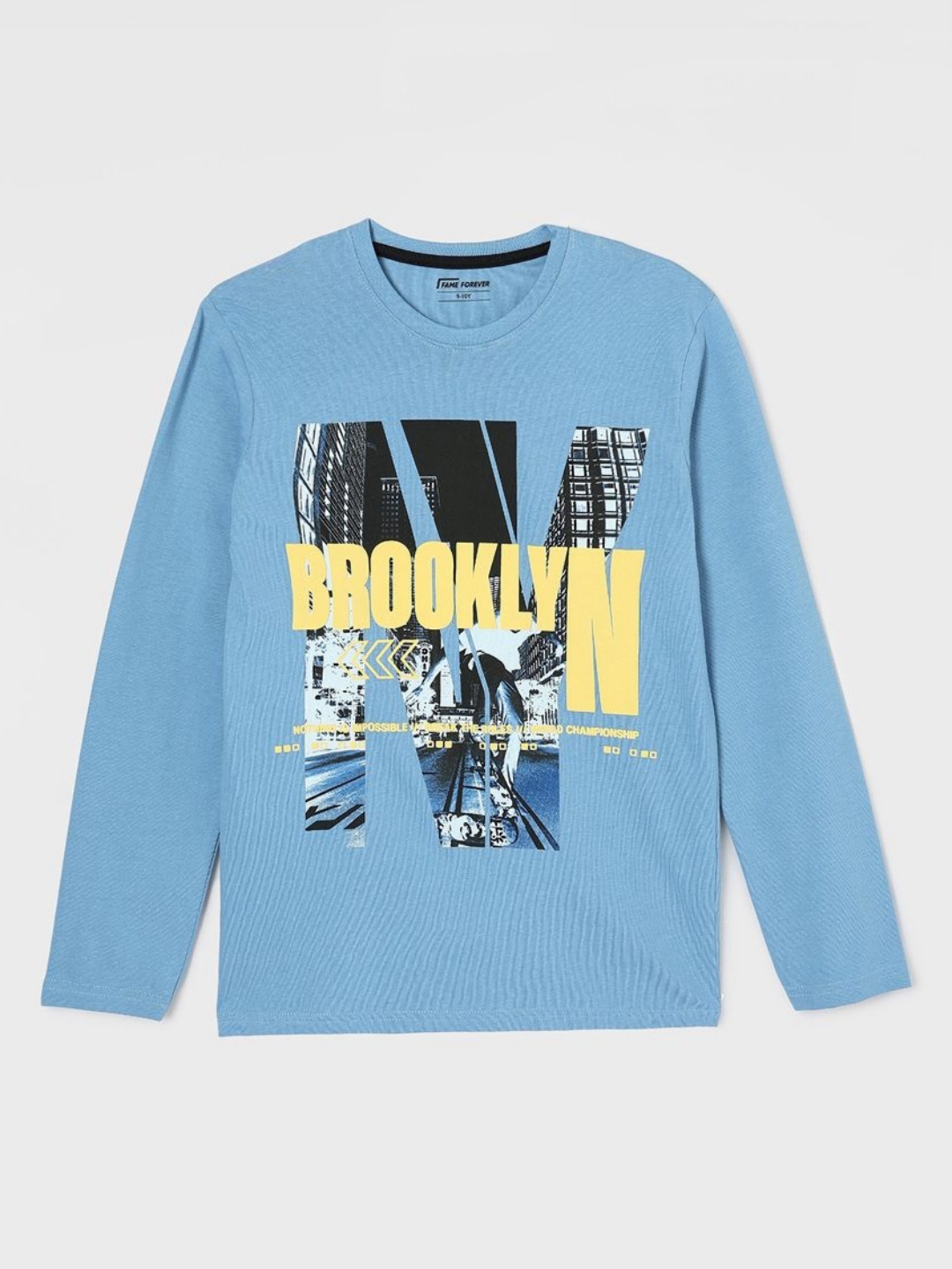 

Fame Forever by Lifestyle Boys Typography Printed Round Neck Cotton T-shirt, Blue
