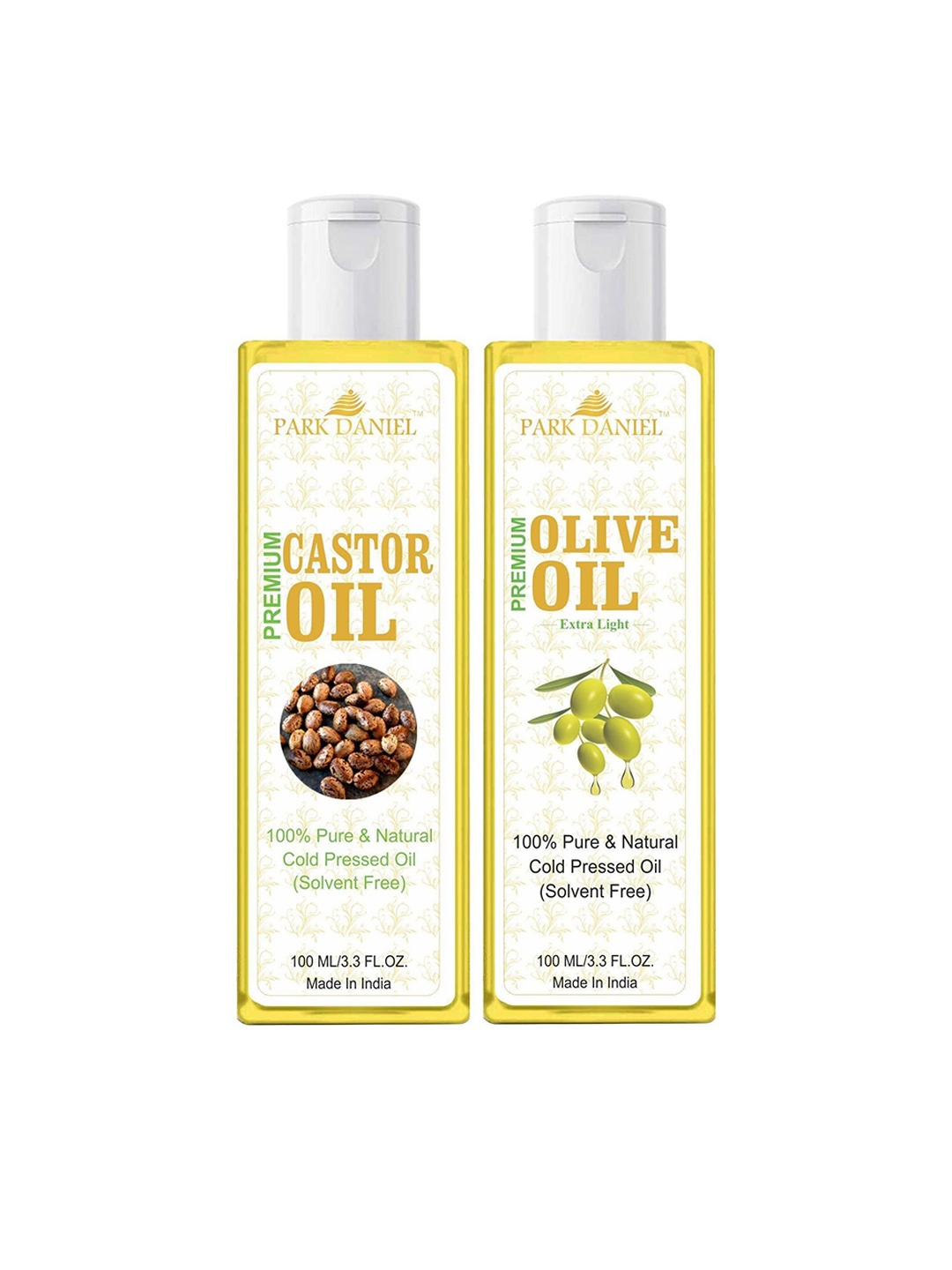

Park Daniel Set Of 2 Pure Natural Castor & Olive Oil For Skin & Hair - 100 ml Each, Transparent