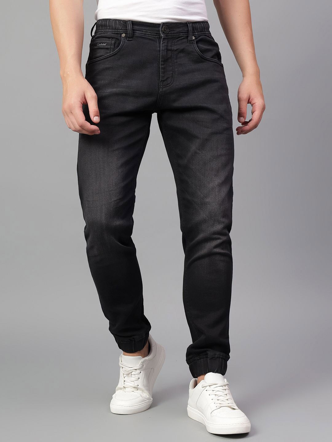 

Cantabil Men Mid Rise Light Fade Jeans, Black