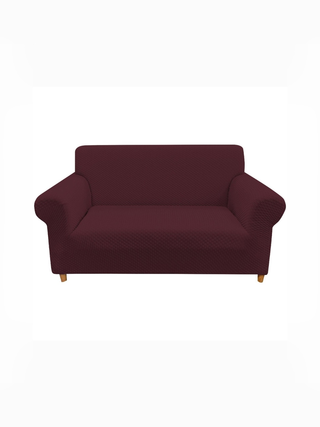 

HOUSE OF QUIRK Maroon Jacquard Elasticated Sofa Cover With Arms Three Seater