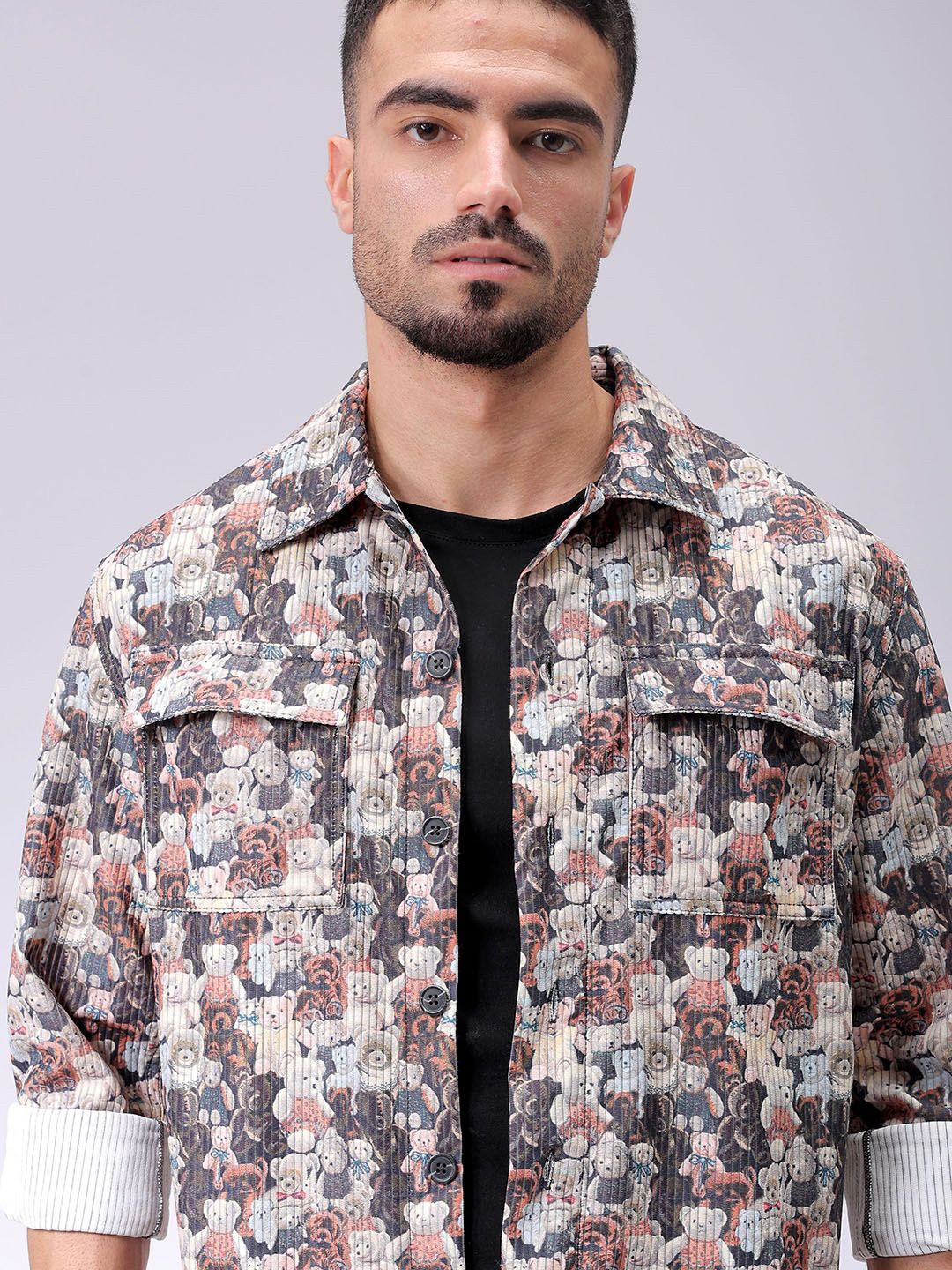 

The Indian Garage Co Men Cutaway Collar Graphic Printed Casual Shirt, Black