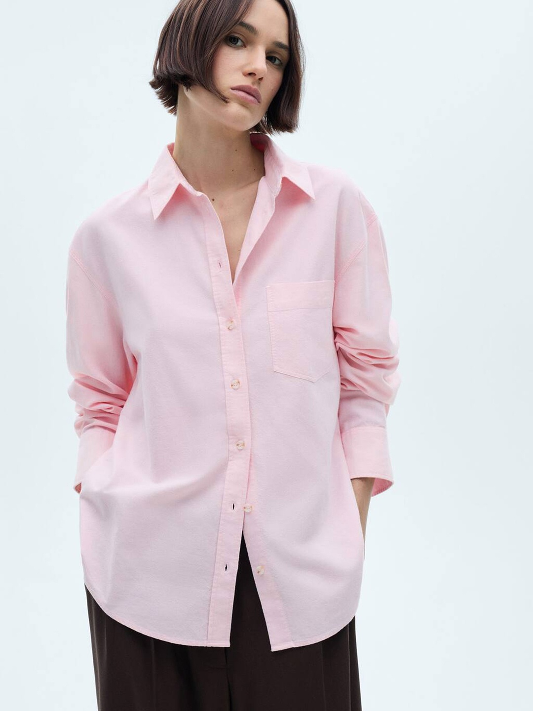 

MANGO Women Opaque Casual Shirt, Pink
