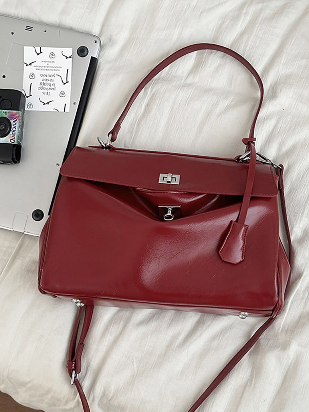 

StyleCast x Revolte Women Solid Structured Handheld Bag, Red