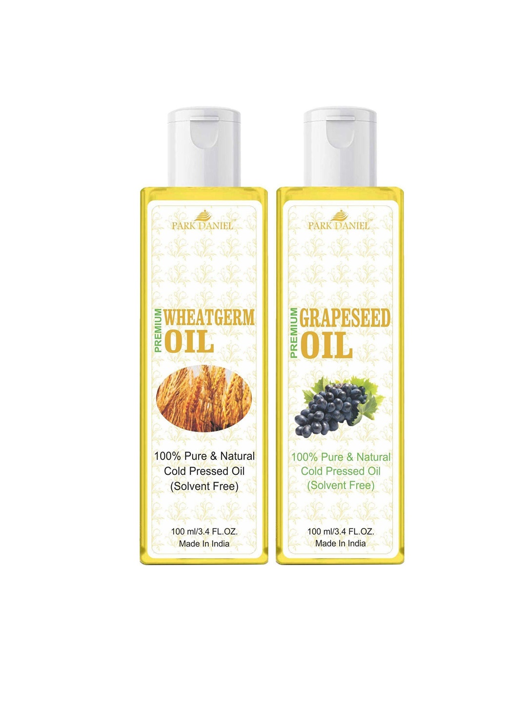 

Park Daniel Set Of 2 Pure Natural & Organic Wheat Germ Oil & Grape Seed Oil - 100 ml Each, Transparent