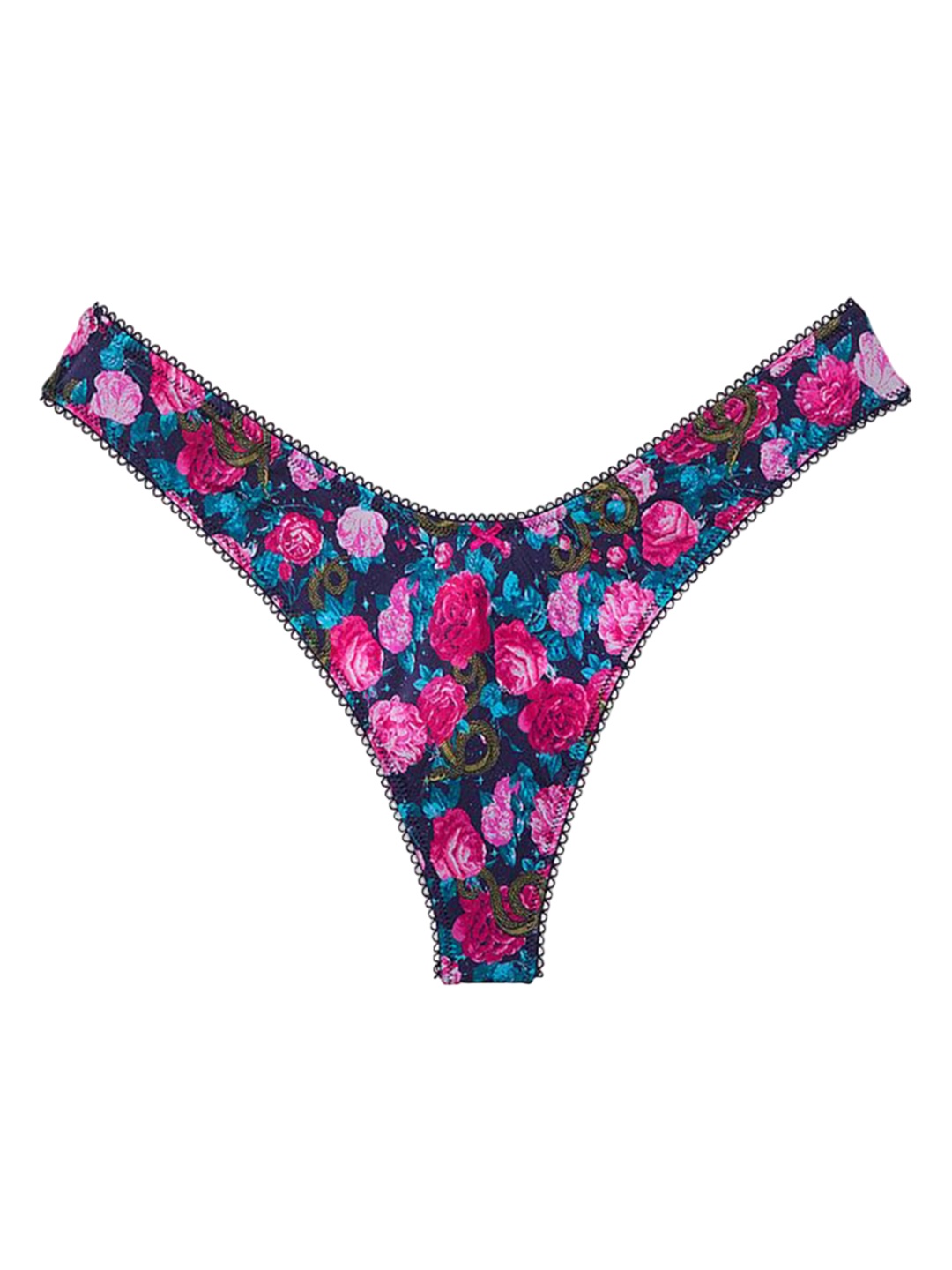 

Victoria's Secret Women Floral Printed Thongs Briefs 112496516DBQ, Blue