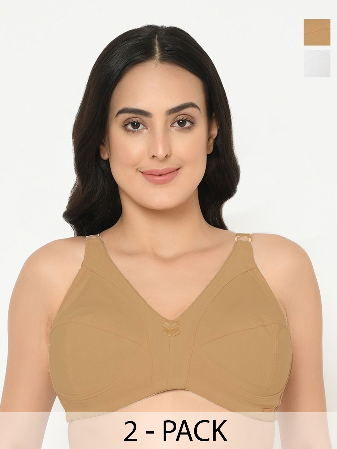 

Da Intimo Women Pack of 2 Full Coverage Non Padded Bra, Brown