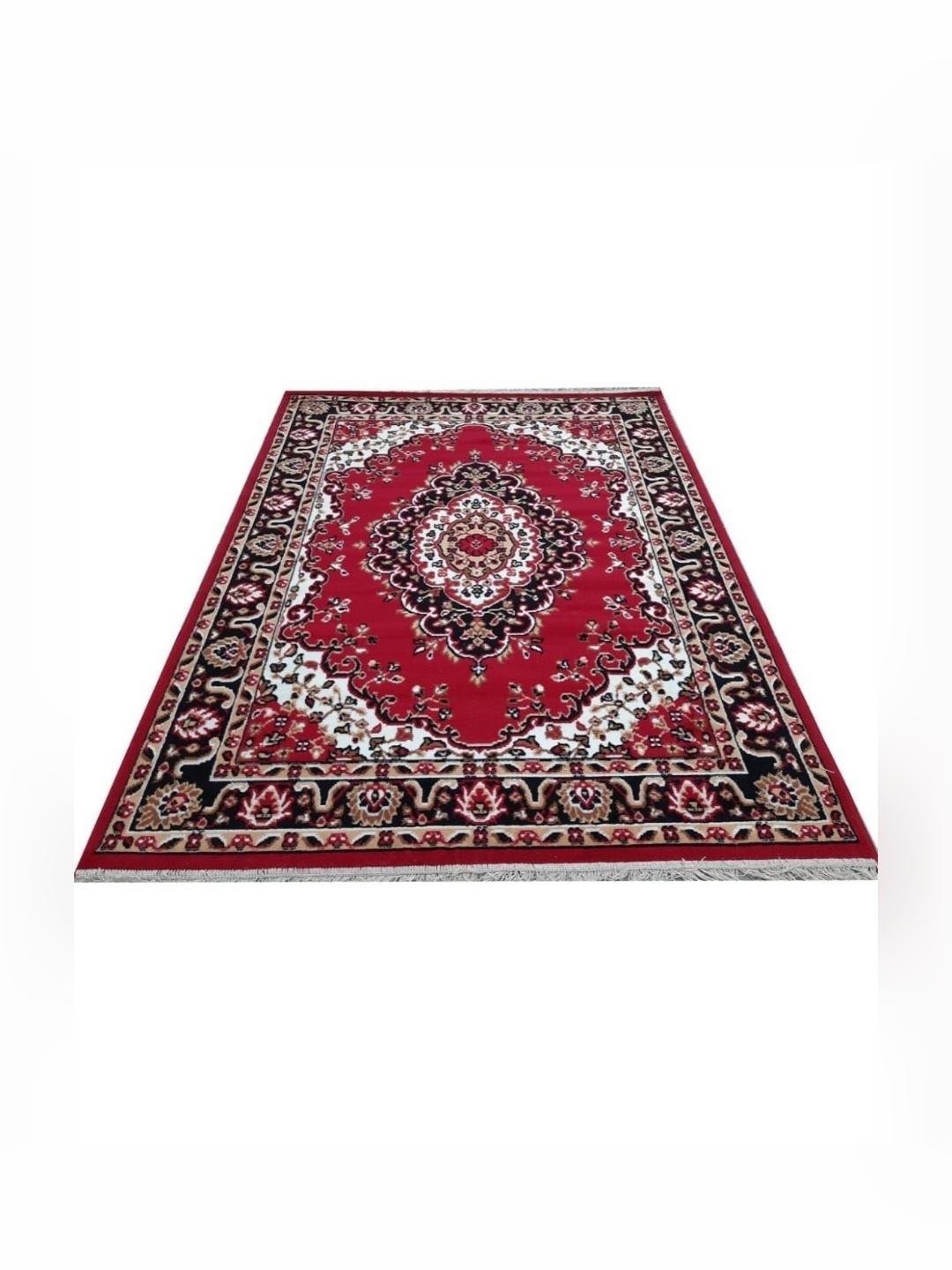 

Samjeeda Handloom carpets Red & Black Floral Printed Anti-Skid Carpet