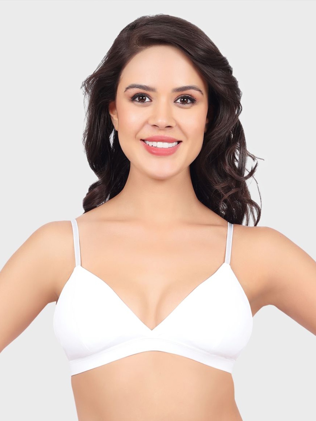 

Luella Women Seamless Wire Free Plunge Bra, White