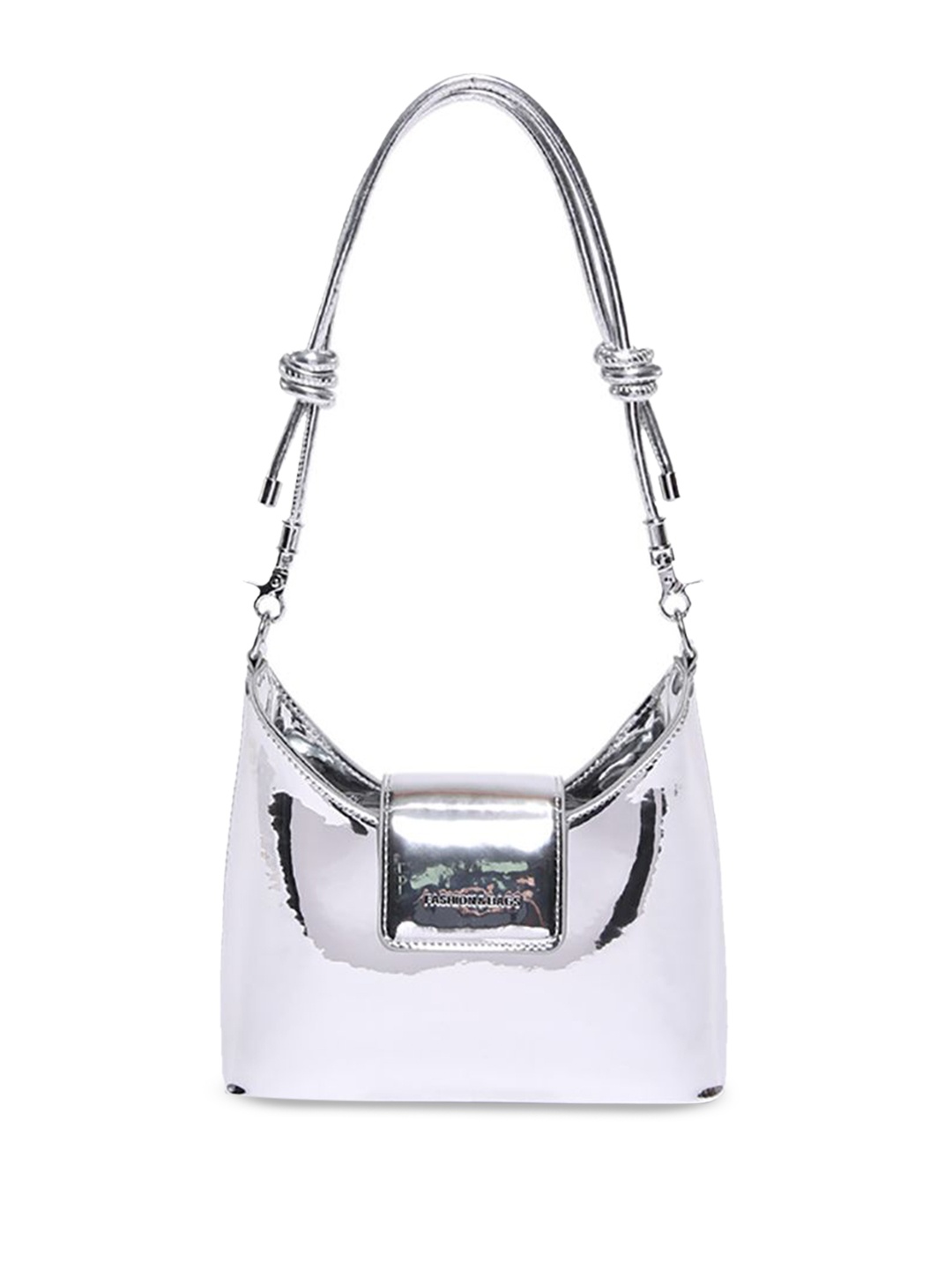 

StyleCast x Revolte Women Solid Structured Sling Bag, Silver