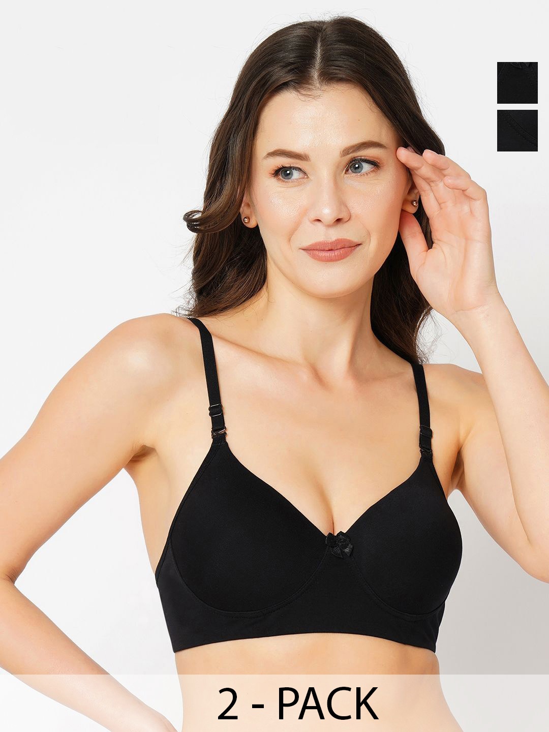 

Libertina Pack of 02 Full Coverage Seamless Bra, Black