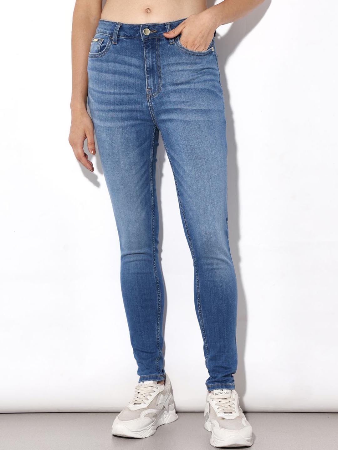 

ONLY Women Skinny Fit High-Rise Light Fade Stretchable Jeans, Blue