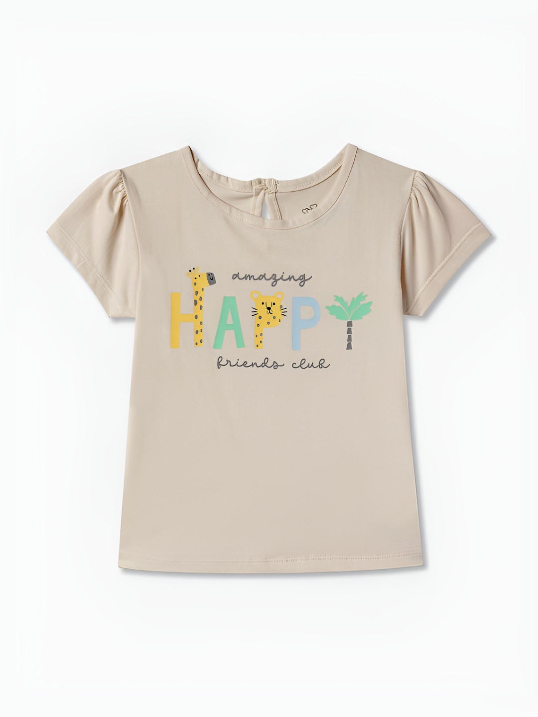 

R&B Girls Graphic Printed Round Neck Cotton T-shirt, Peach