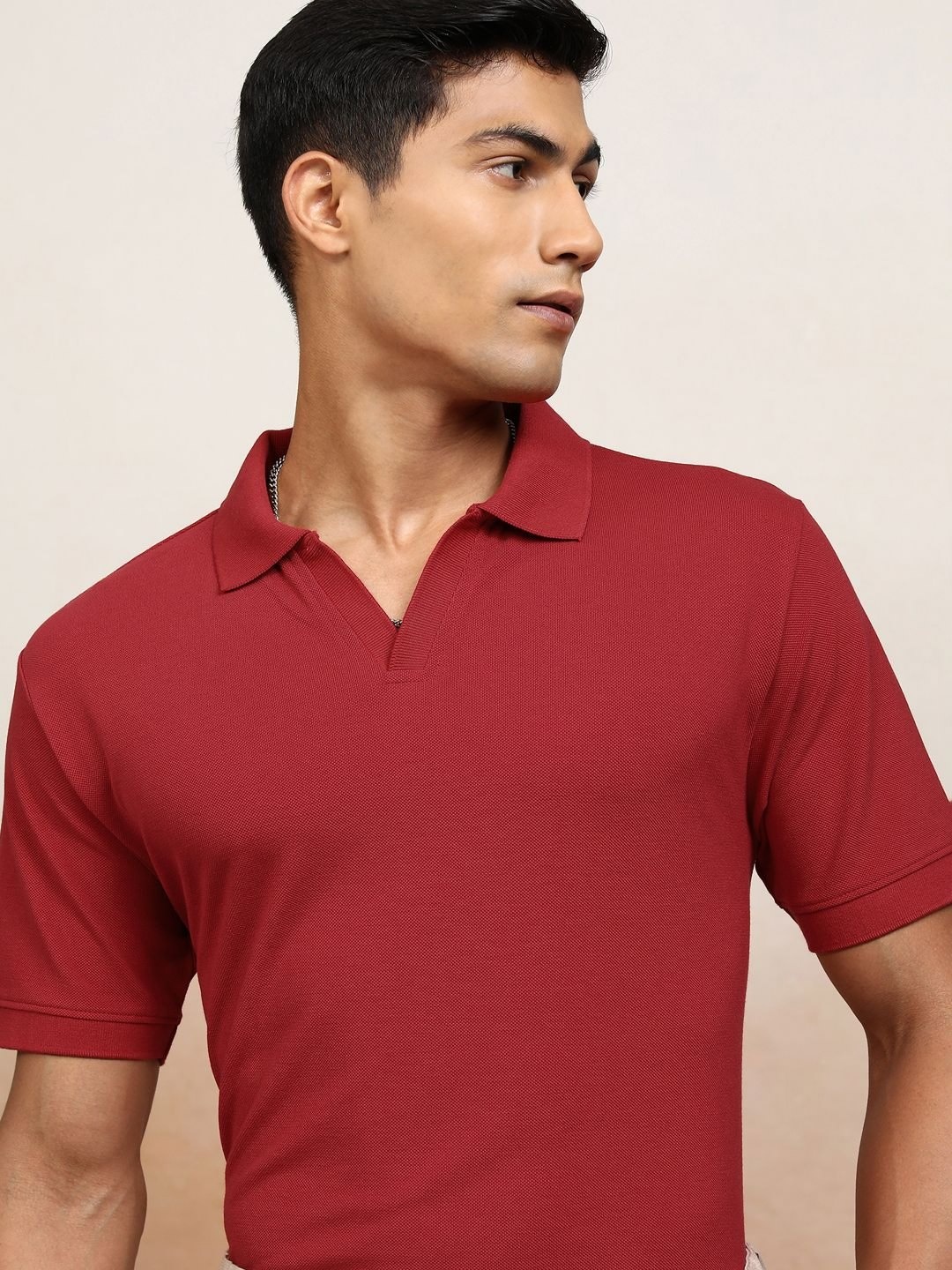 

HIGHLANDER Men Solid Polo Collar Cotton Relaxed Fit T-shirt, Maroon