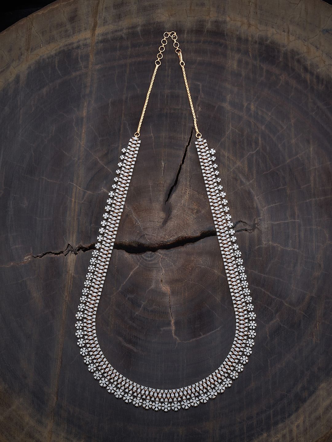 

Kushal's Fashion Jewellery Rhodium-Plated Cubic Zirconia Minimal Necklace, Silver