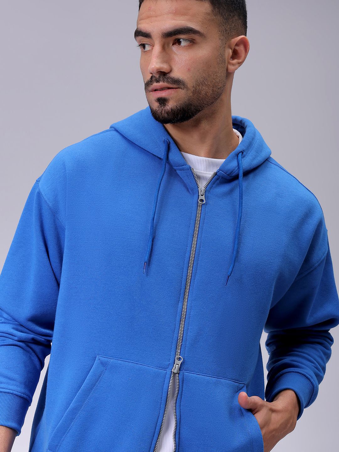 

The Indian Garage Co Men Hooded Double Way Front Open Zipper Sweatshirt, Blue