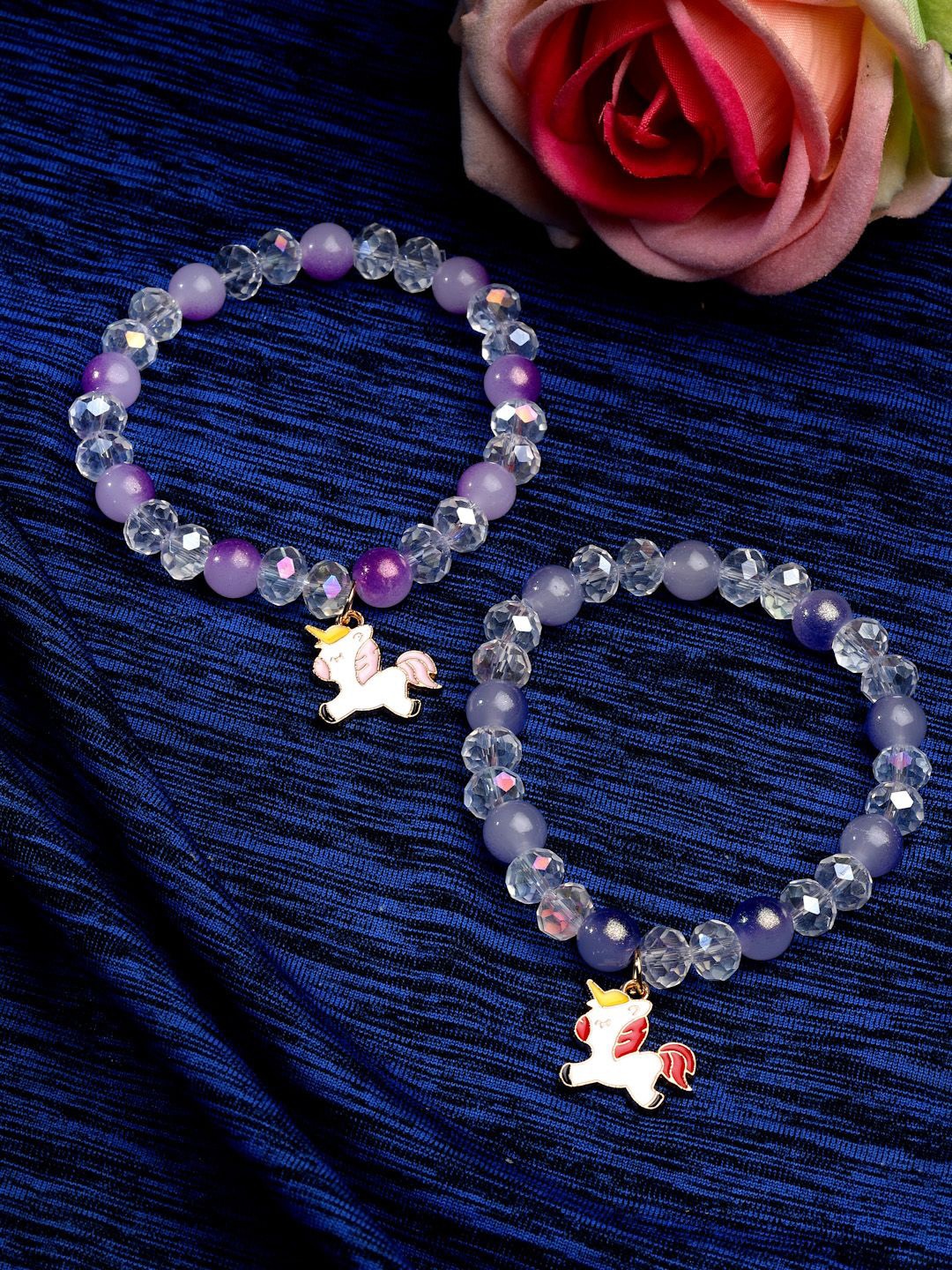 

Stoln Girls Set Of 2 Crystals Beaded Charm Bracelet, Blue