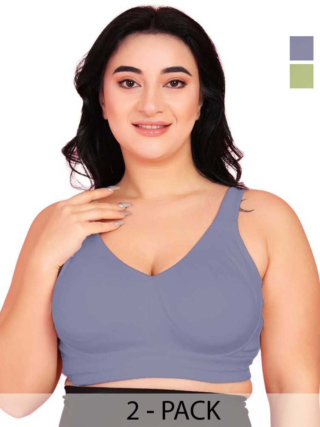 

Da Intimo Cotton Full Coverage Pack of 2 Plus Size Bra, Blue