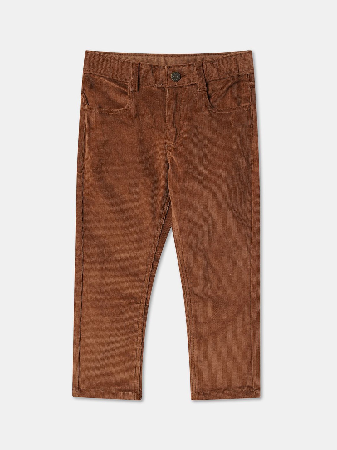 

R&B Boys Mid Rise Regular Fit Trouser, Brown