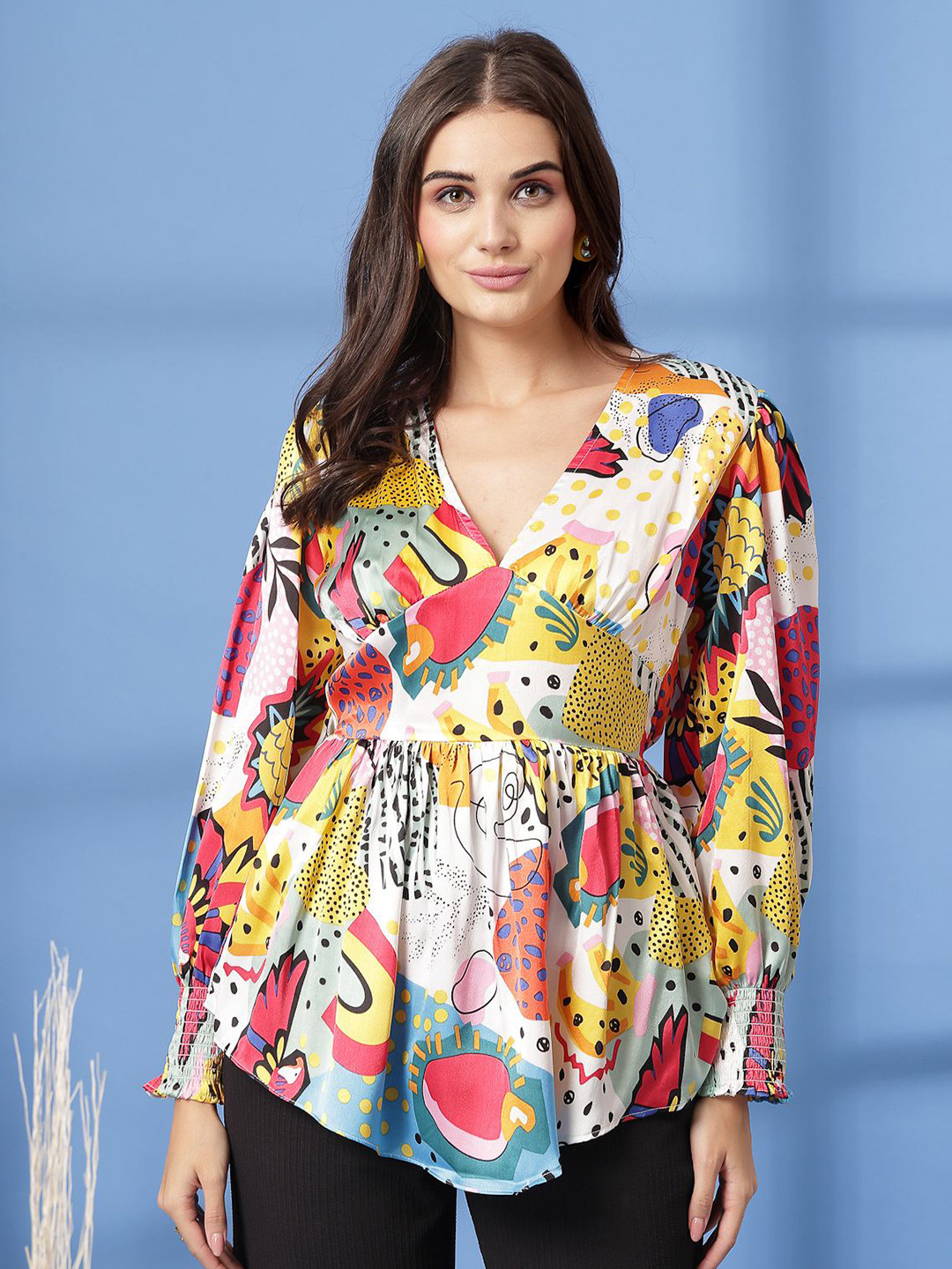 

plusS Women Graphic Printed High-Low Top, Multi