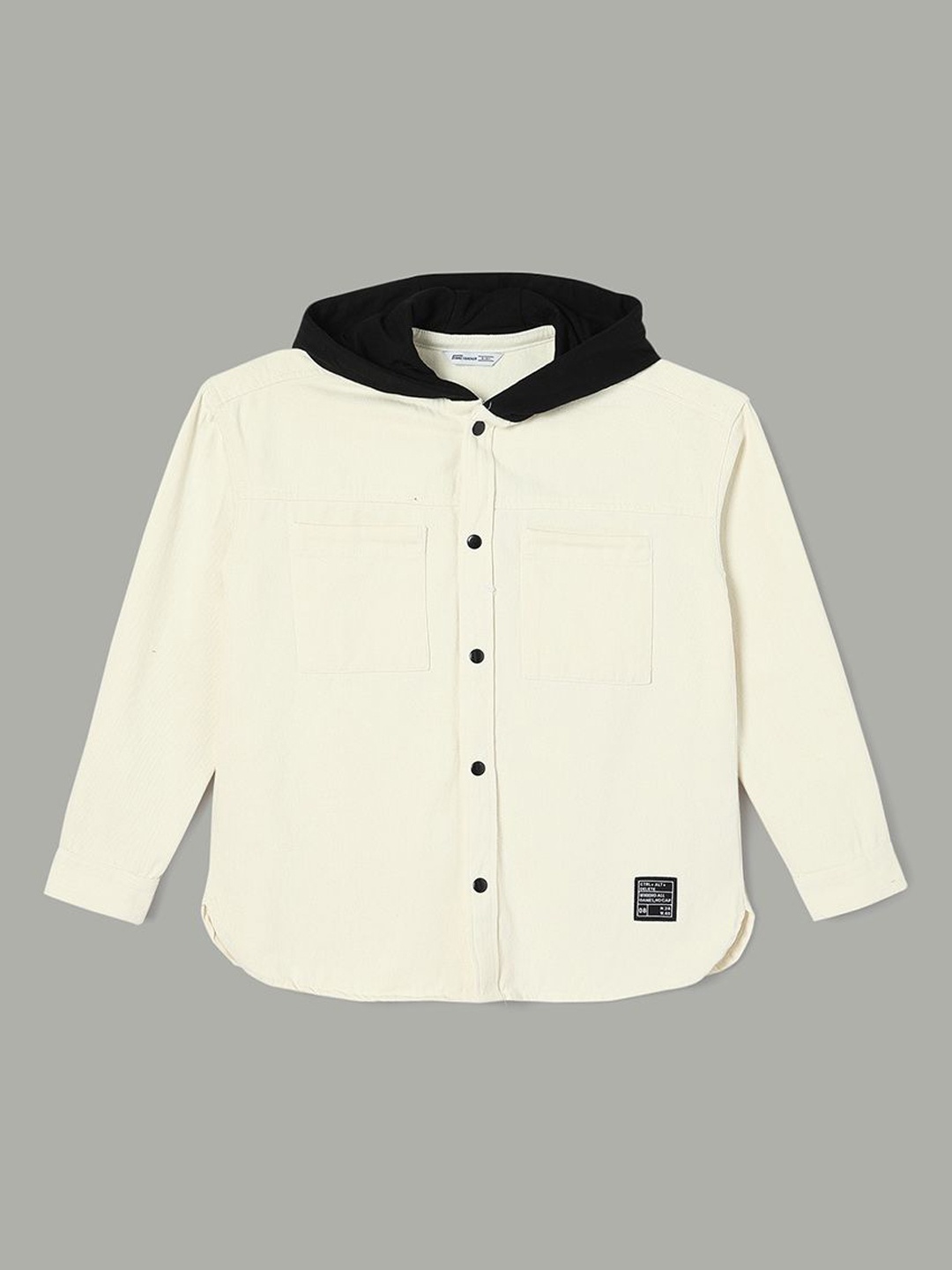 

Fame Forever by Lifestyle Boys Hooded Solid Cotton Casual Tailored Jacket, Off white