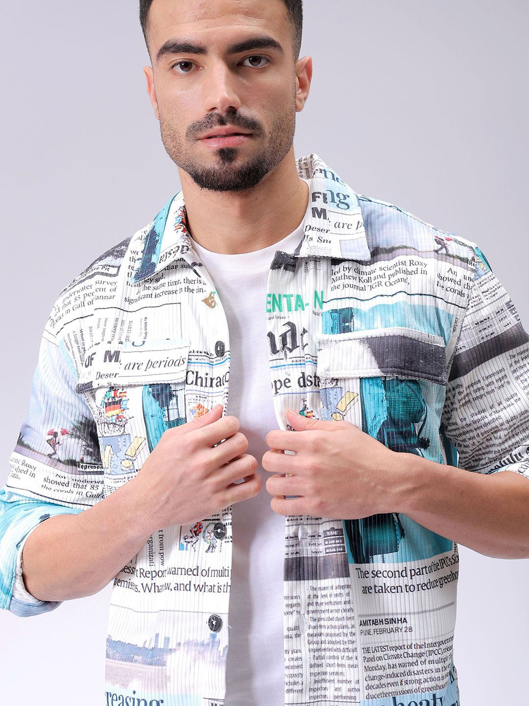 

The Indian Garage Co Men Opaque Printed Casual Shirt, White