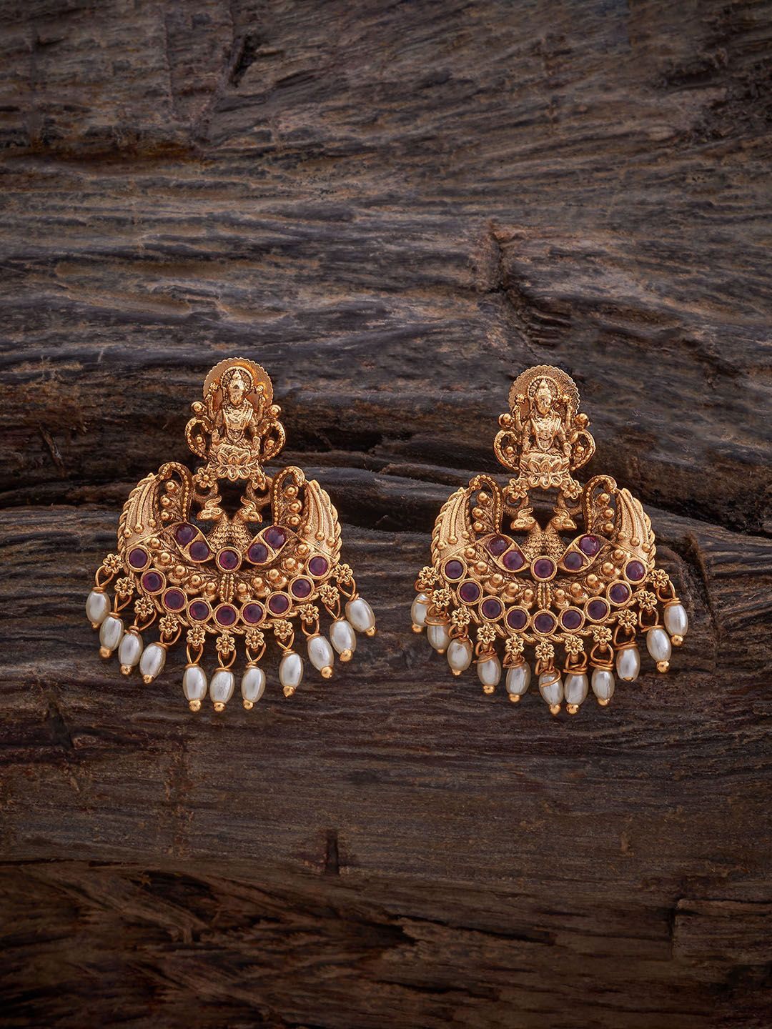 

Kushal's Fashion Jewellery Gold Plated Beaded Crescent Shaped Antique Drop Earrings