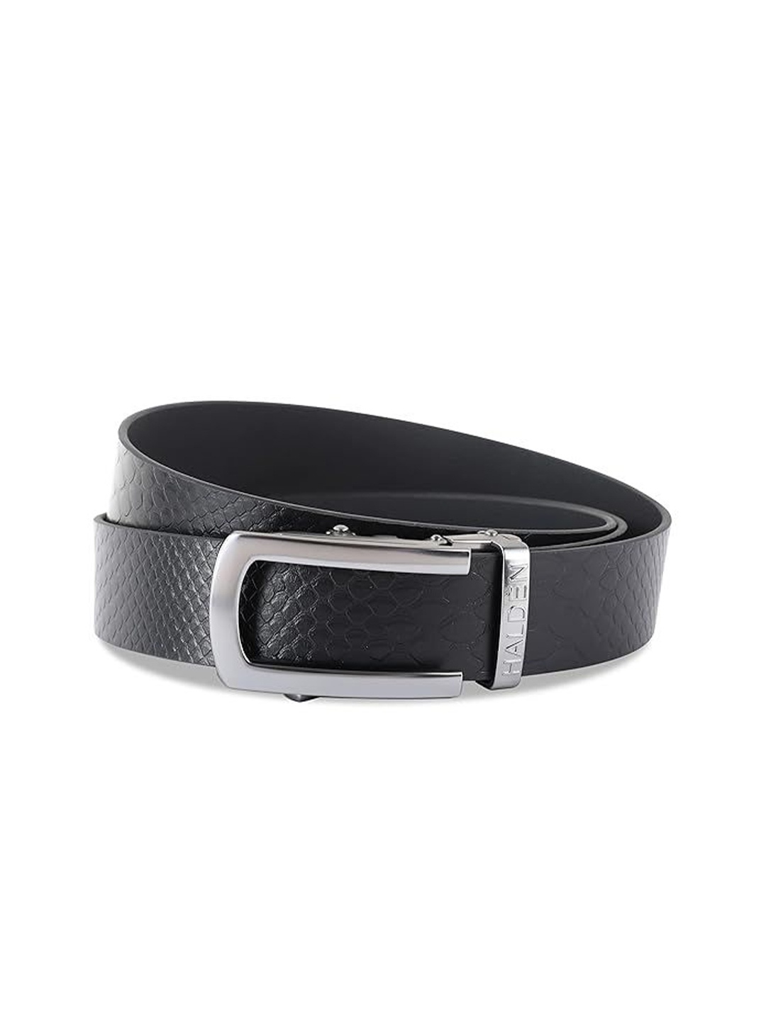 

HALDEN Men Textured Leather Belt, Black