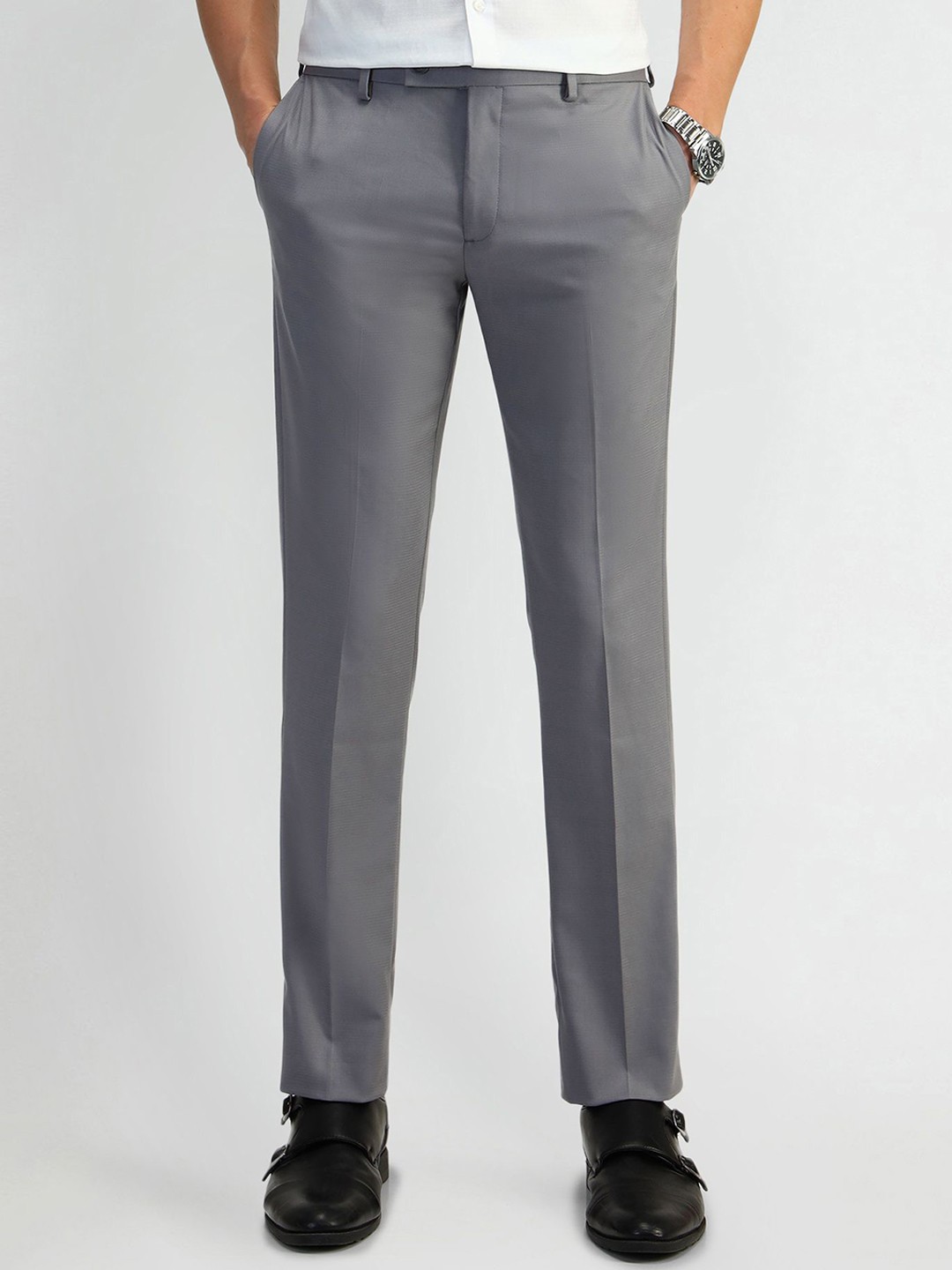 

Arrow Men Urban Slim Fit Formal Trousers, Grey