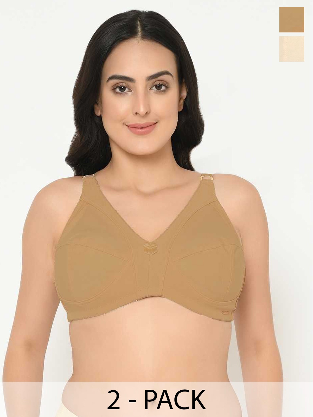 

Da Intimo Pack of 2 Full Coverage Plus Size Everyday Bra, Brown