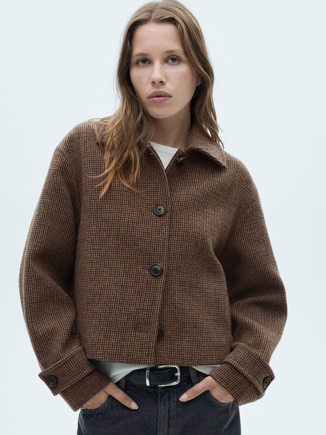 

MANGO Houndstooth Tailored Jacket, Brown