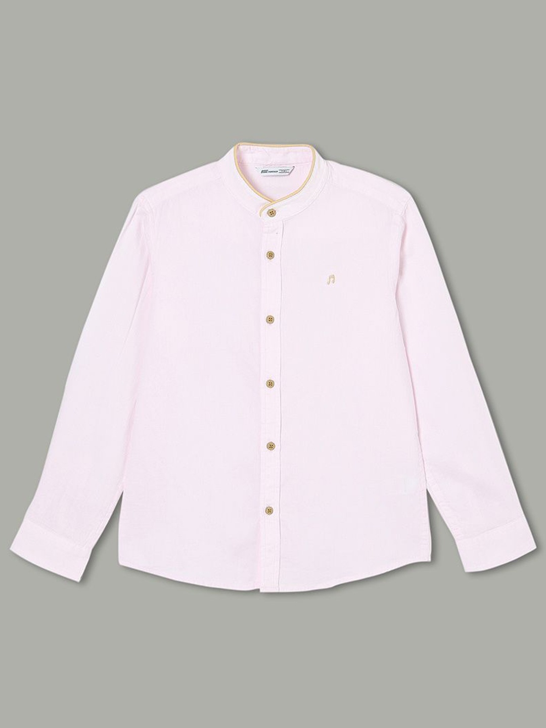 

Fame Forever by Lifestyle Boys Band Collar Solid Cotton Casual Shirt, Pink