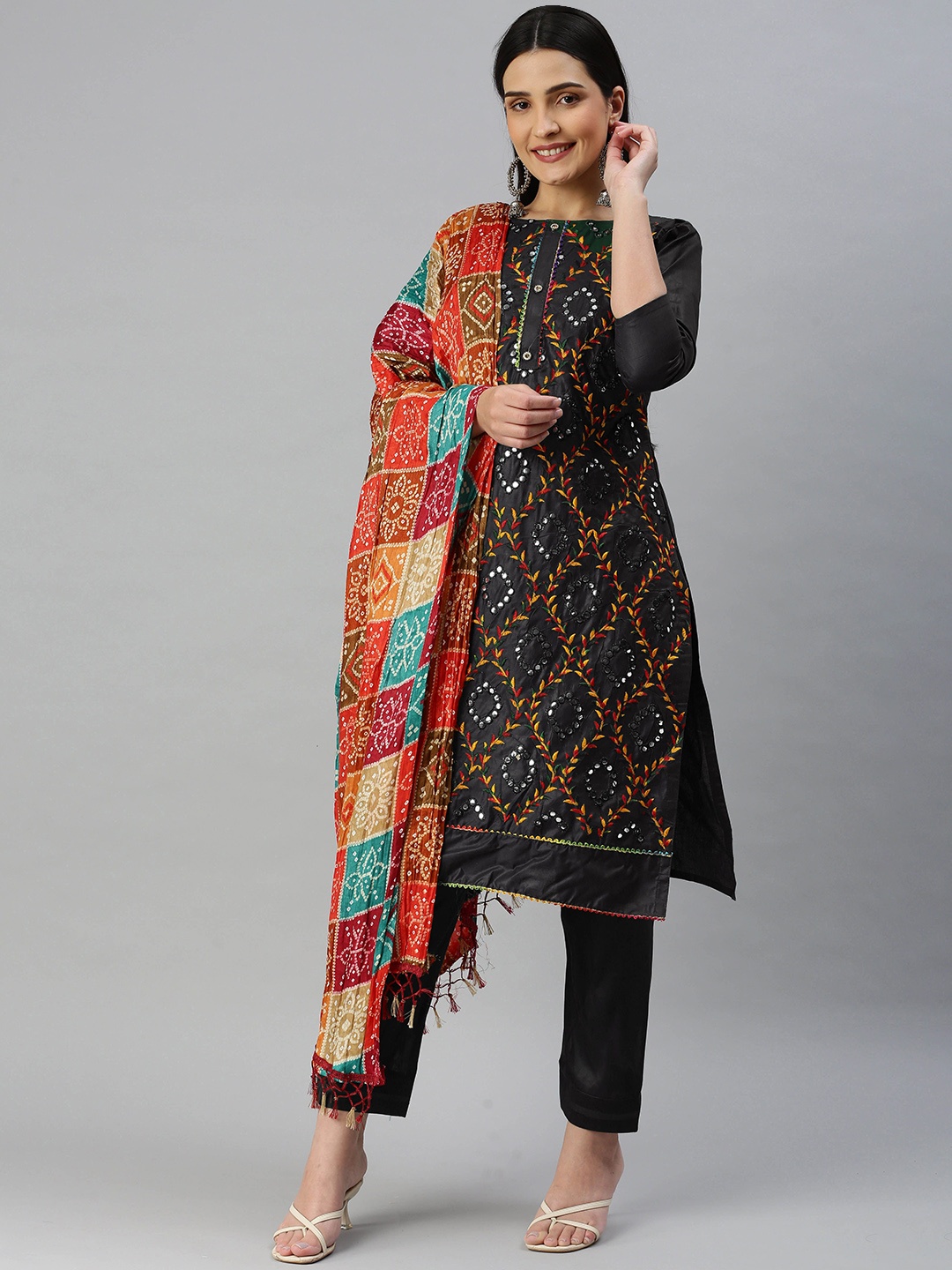 

Maroosh Embroidered Unstitched Dress Material, Black
