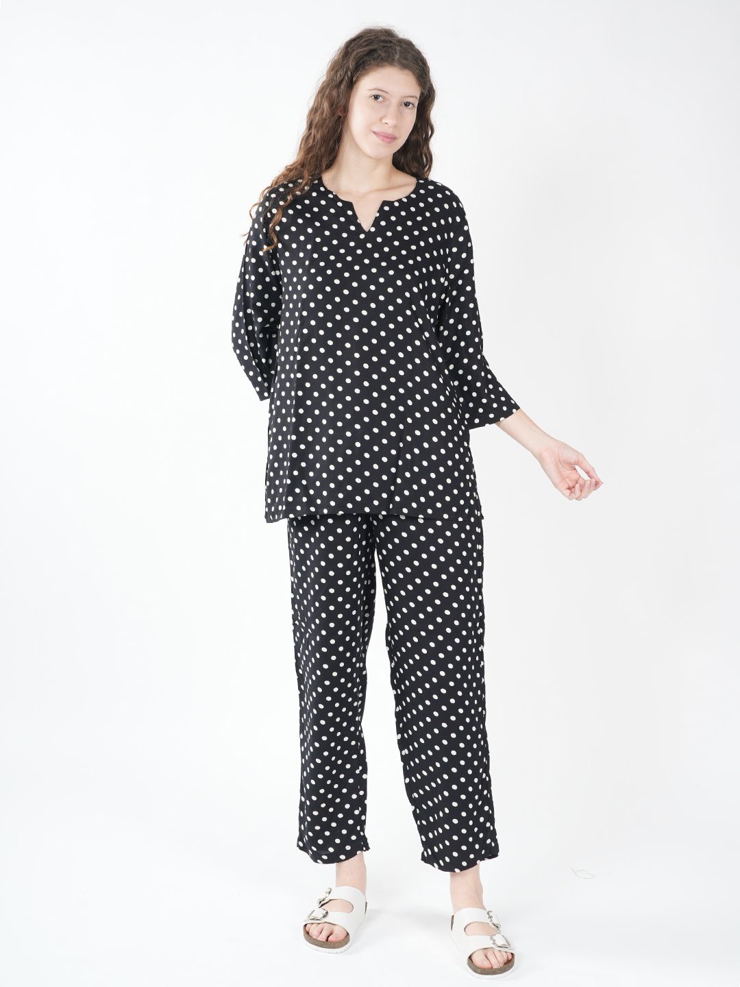 

Jandir Fashion Printed Top With Trousers Co-Ords, Black