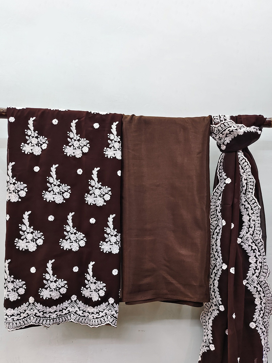 

Maroosh Embroidered Unstitched Dress Material, Brown