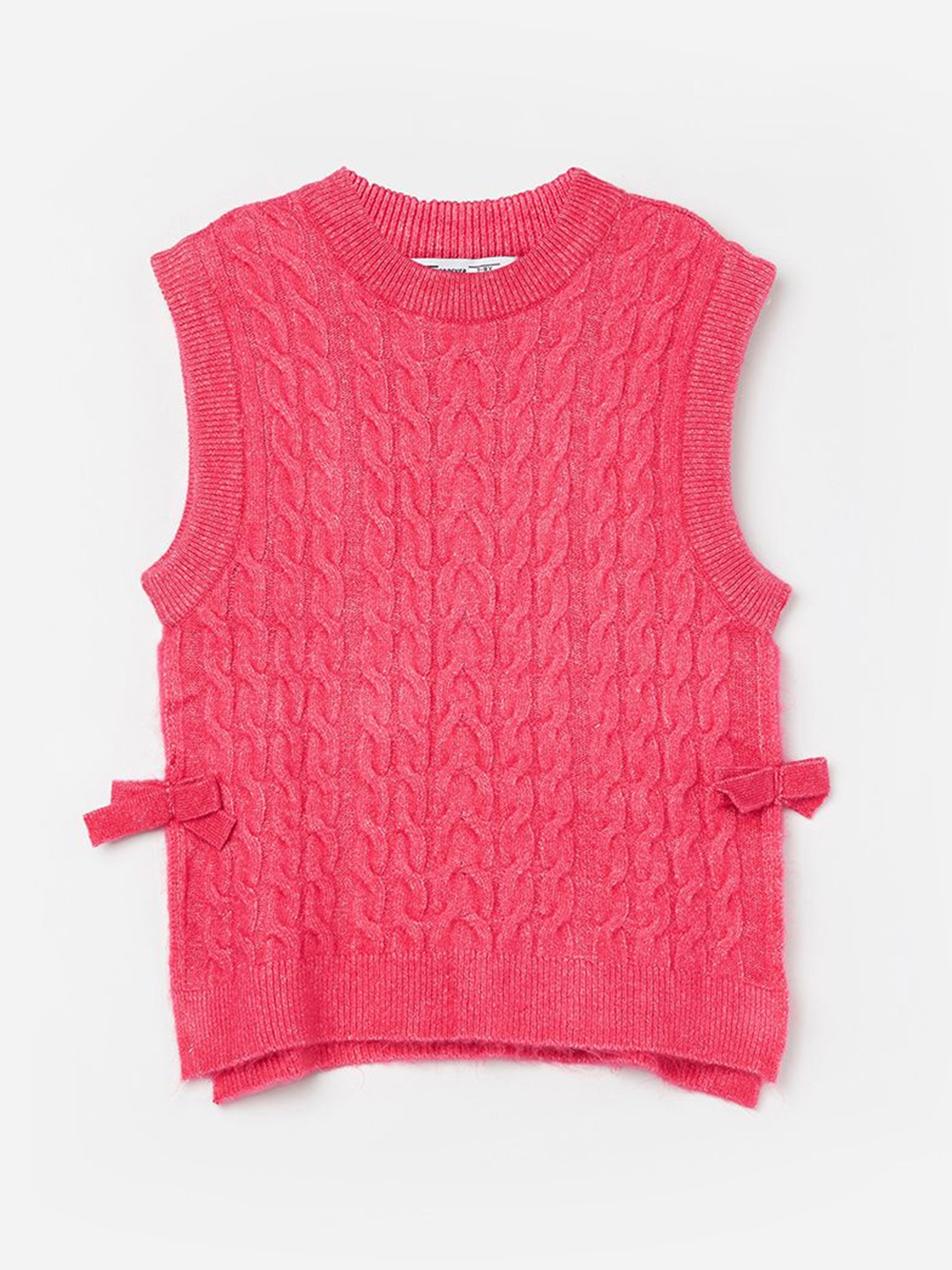 

Fame Forever by Lifestyle Girls Cable Knit Self Design Pullover, Pink