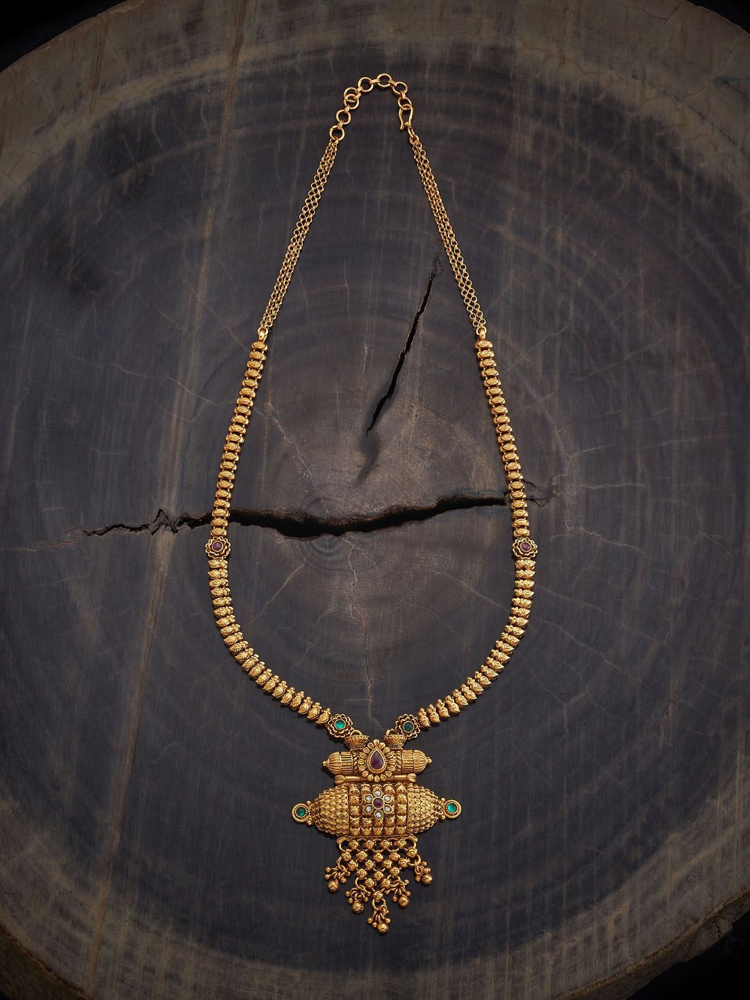 

Kushal's Fashion Jewellery Gold-Plated Cubic Zirconia Studded Antique Necklace