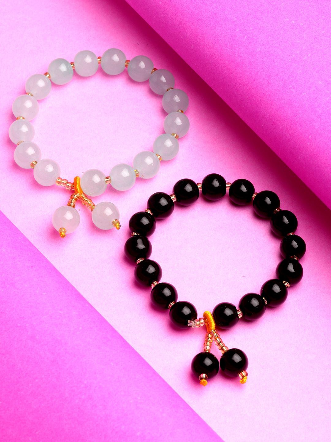 

Stoln Girls Set Of 2 Crystals Beaded Charm Bracelet, Black