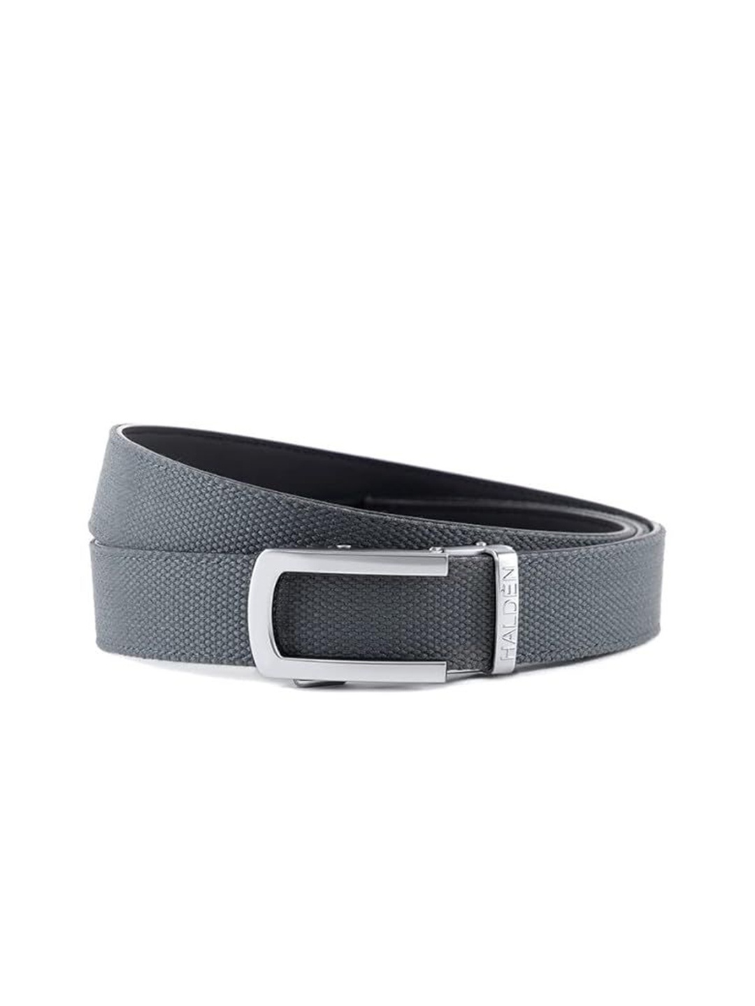 

HALDEN Men Textured Leather Belt, Grey