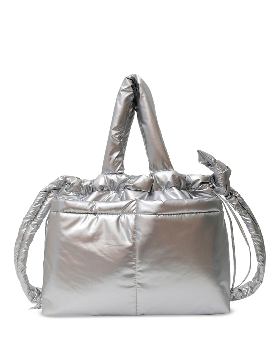 

StyleCast x Revolte Women Solid Shopper Cotton Satchel Bag, Silver