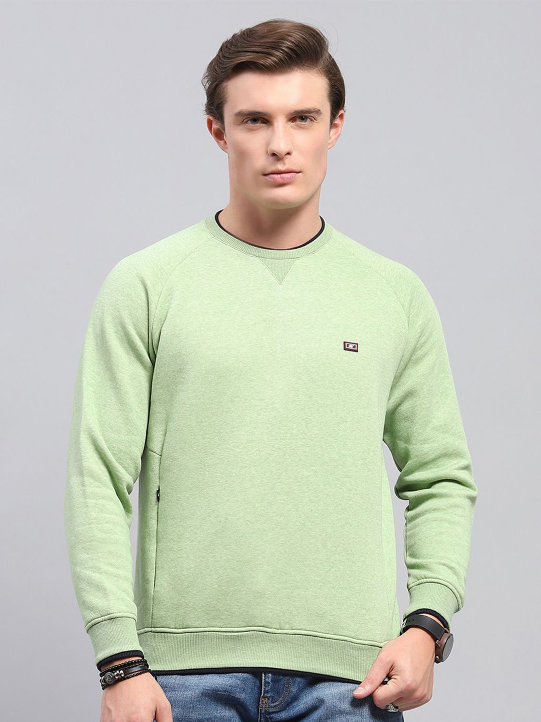 

Monte Carlo Men Round Neck Cotton Pullover Sweatshirt, Green